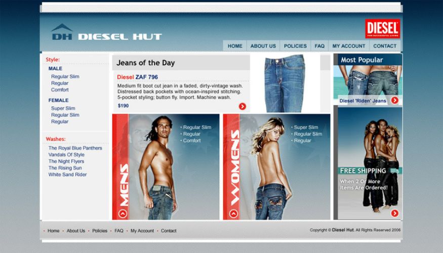 Търговски уеб сайт за продажба дрехи DIESEL